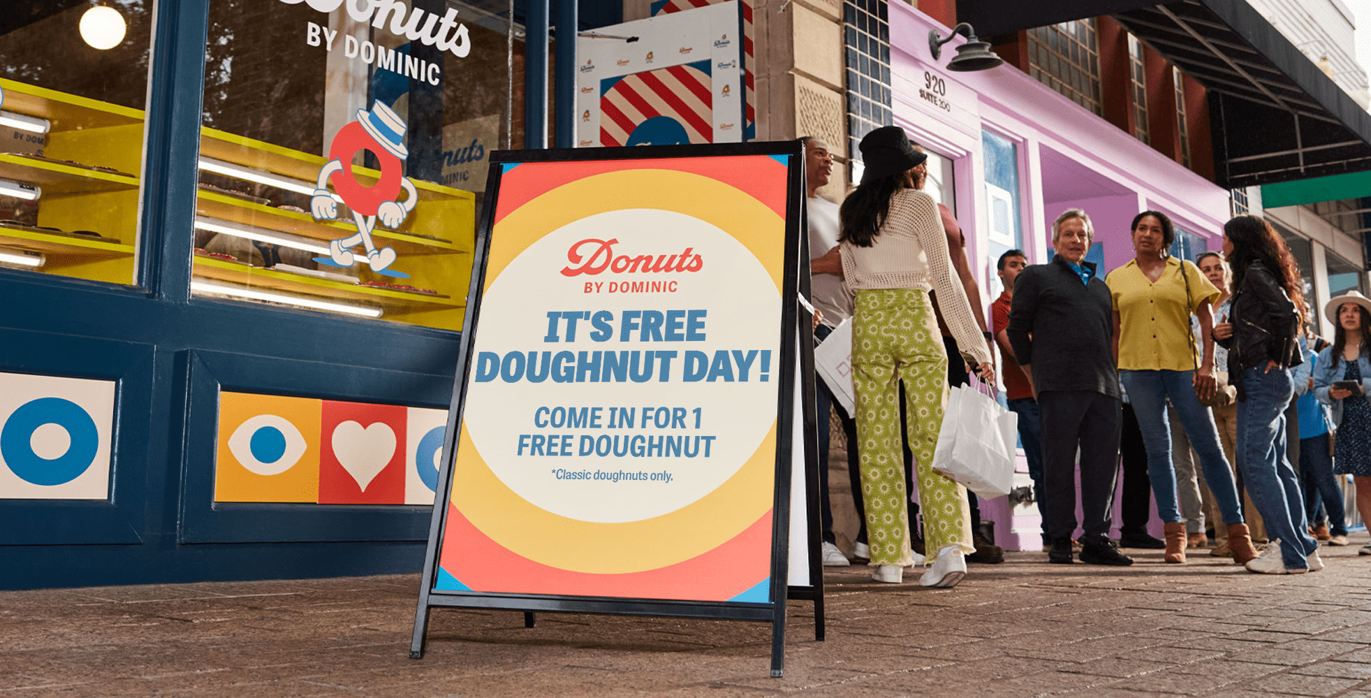 A-frame signage example promoting a limited-time offer at a doughnut shop
